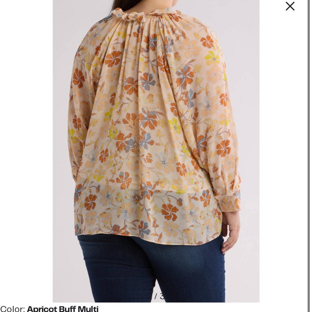 Joie Daisy Floral Long Sleeve Silk Top size 1x